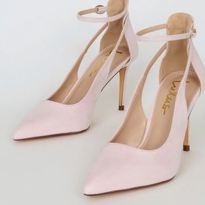 Lulus pink pointed toe ankle strap heels